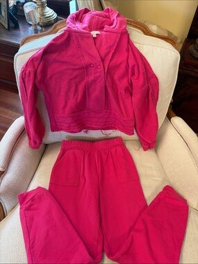 Chelsea & Violet Girls Hot Pink Hoodie & Jogger Matching Set